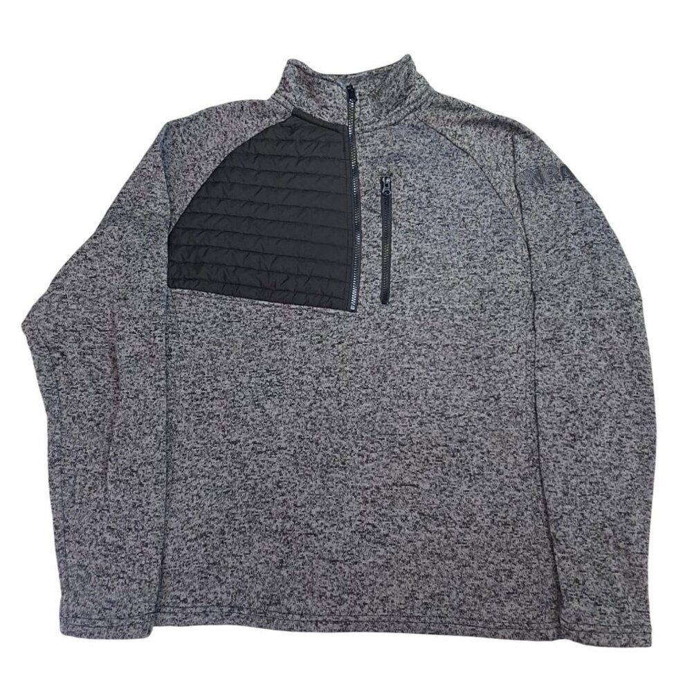 Mens NRA Quarter-Zip Pullover Sweater With Quilted Accent Heather Gray/Black XL